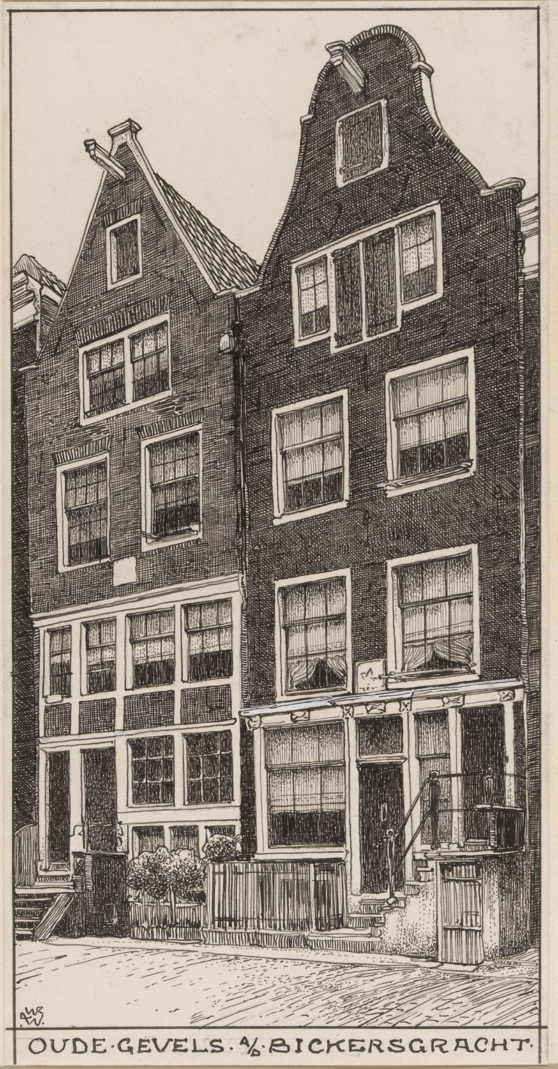 Oude gevels aan de Bickersgracht te Amsterdam, óleo sobre tela de Willem Wenckebach