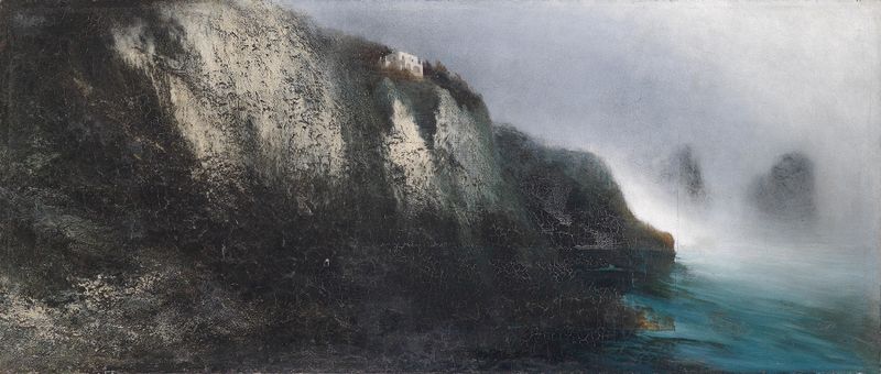 Landscape with soft greens and browns, oil painting by Karl Wilhelm Diefenbach