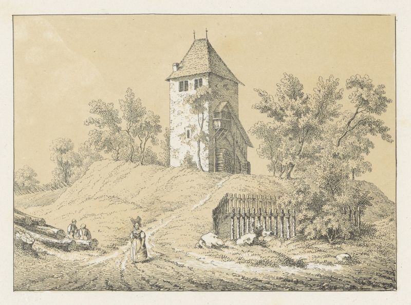 Paisagem que retrata decadência e nostalgia, pintura a óleo de Johann Friedrich Wagner