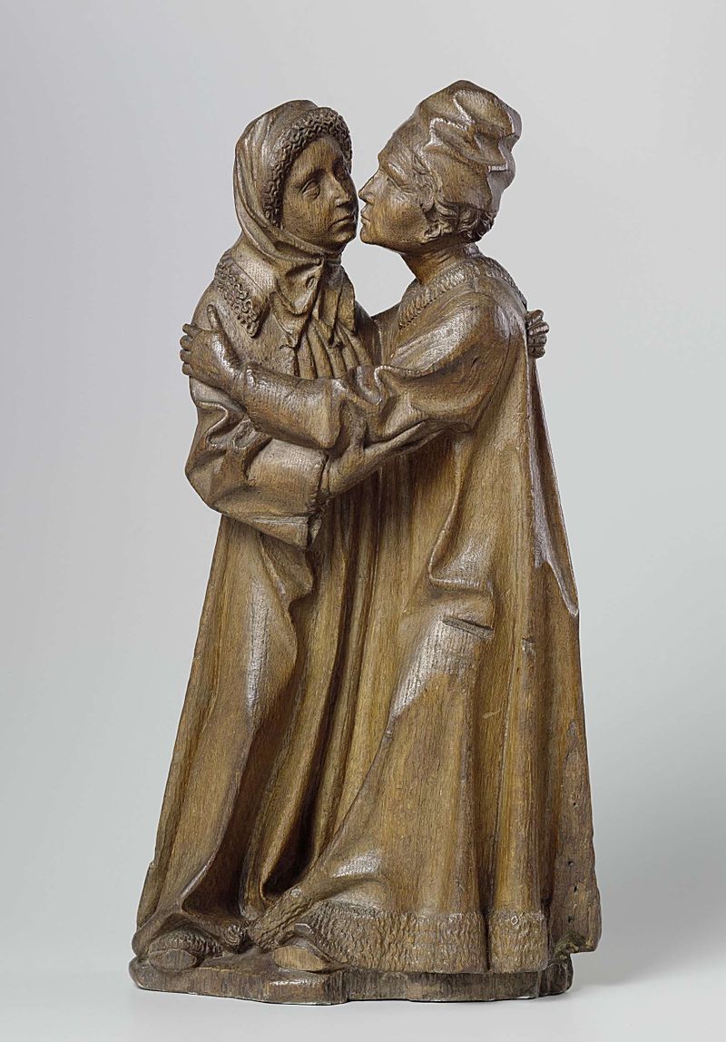Estátua de Joaquim e Ana se abraçando, carvalho, Mestre de Joaquim e Ana