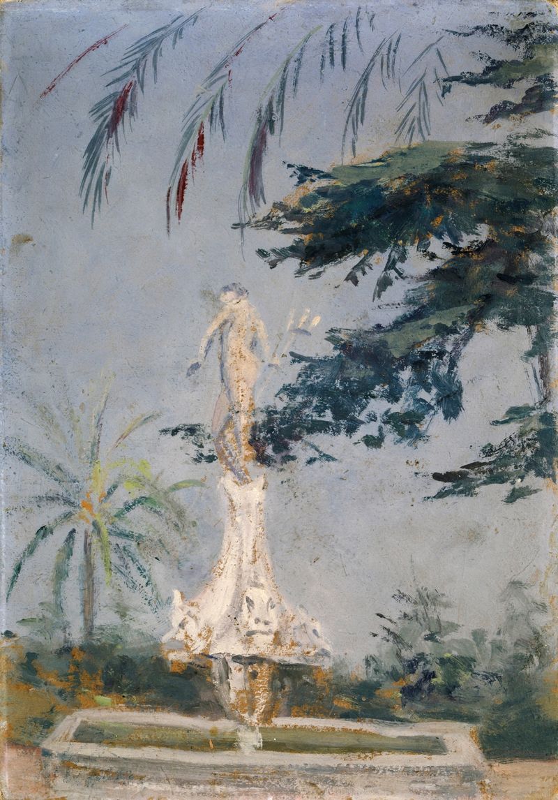 La Fuente de Neptuno en Sevilla, pintura al óleo de Ernst Schiess