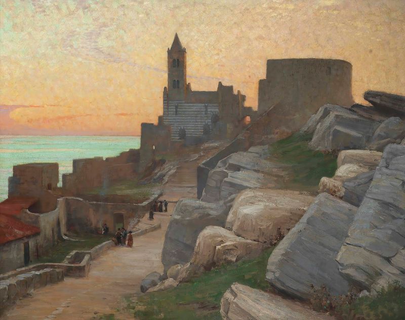 Paisaje de San Pietro, Portovenere de Alexander Mann, impresionismo
