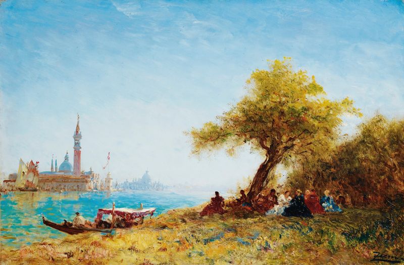 Resting In The Countryside Near Venice, óleo sobre tela de Félix Ziem
