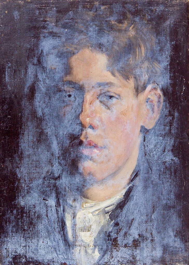Retrato de un joven en chaqueta negra, pintura al óleo de Denman Waldo Ross