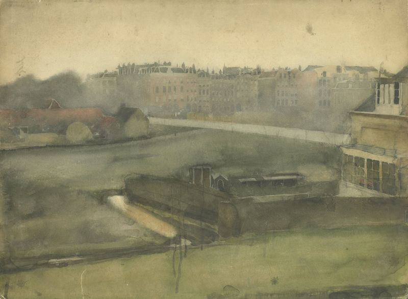 Paisagem do Oosterpark em Amsterdã por Willem Witsen, pintura a óleo