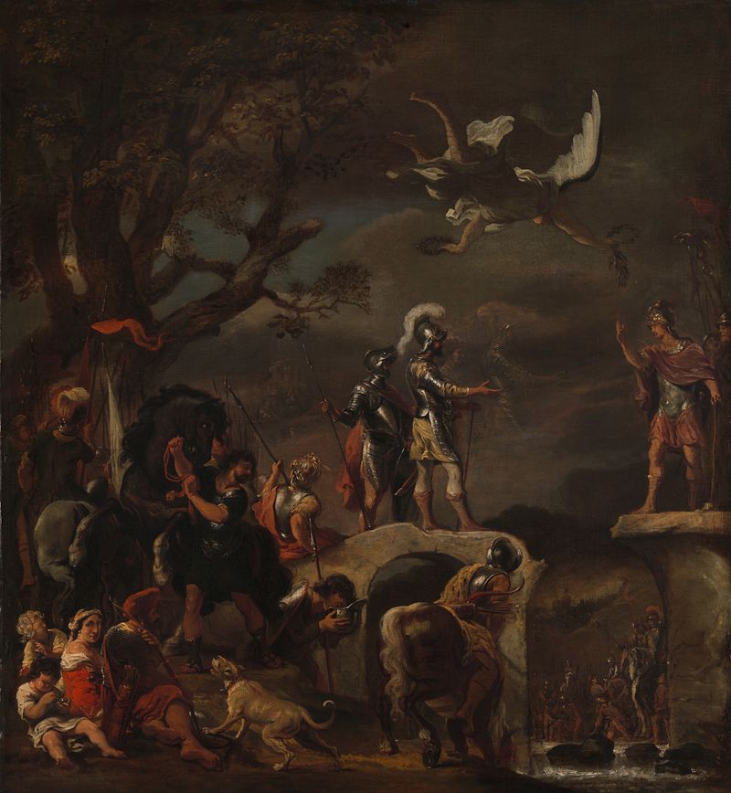 Historical scene of Claudius Civilis and Quintus Petillius Cerealis, oil painting by Ferdinand Bol