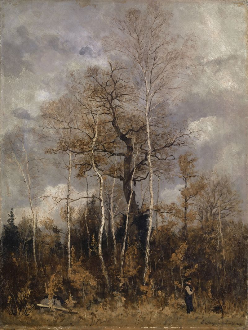 Oak and birch trees in early spring, oil on canvas by Carl Theodor Meyer-Basel