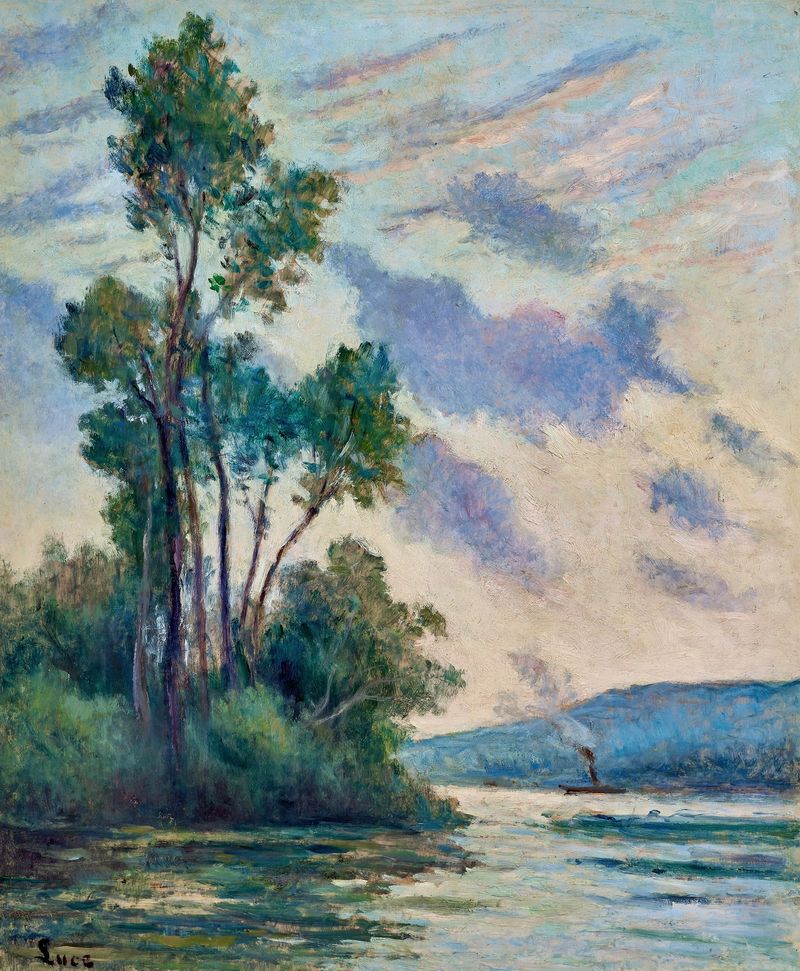 Impressionist landscape of the Seine river by Maximilien Luce, oil painting