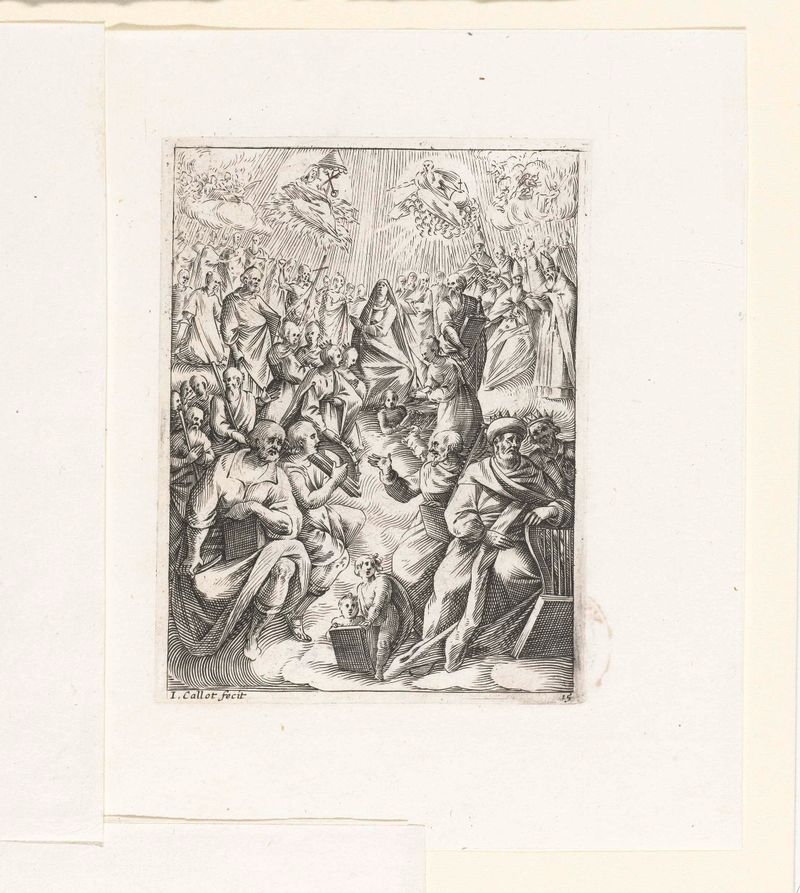 Grabado de Jacques Callot que muestra figuras en el crepúsculo, transmitiendo duelo y emoción.