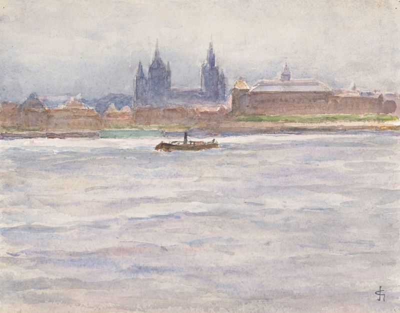 River landscape oil painting by Carel Nicolaas Storm van 's-Gravesande
