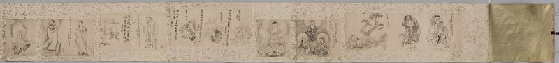 Ink on paper by Kano Tan'yū depicting serene Buddhist deities with delicate brushwork.