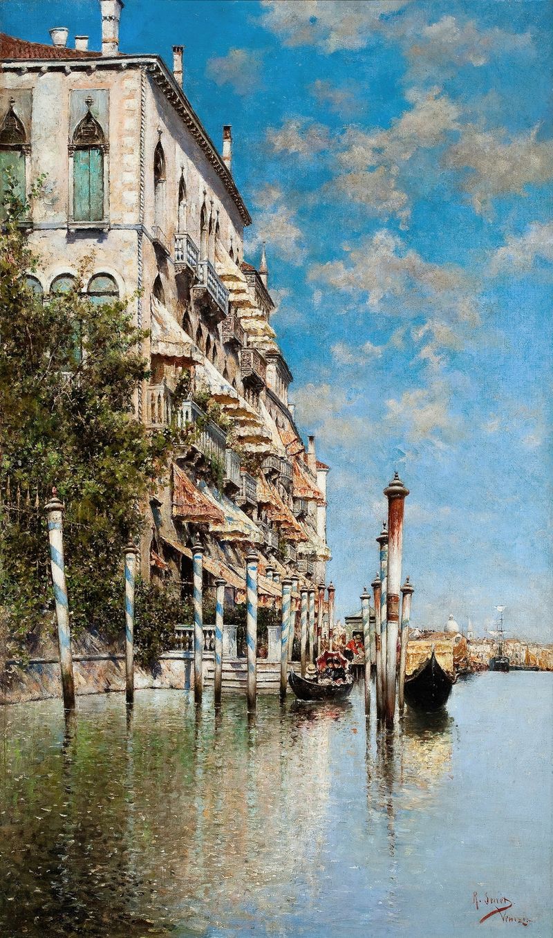 Along the Grand Canal, oil on canvas by Rafael Senet y Perez