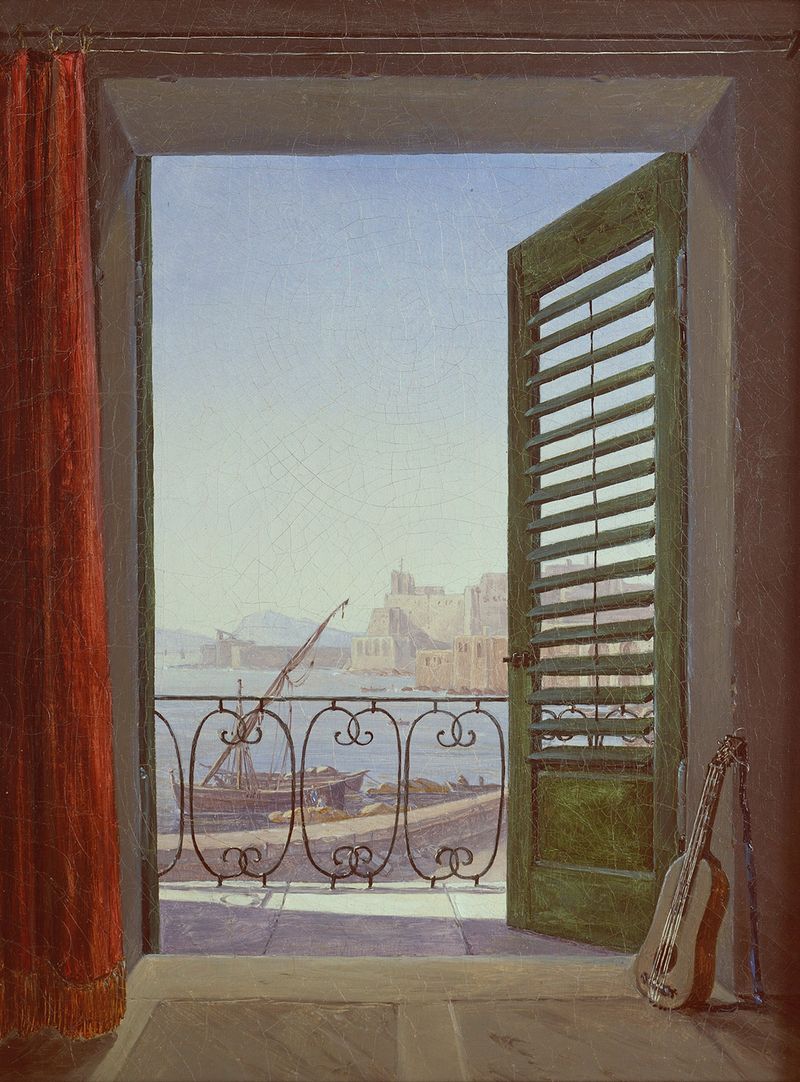 Balcony view of the Bay of Naples, oil on canvas by Carl Gustav Carus