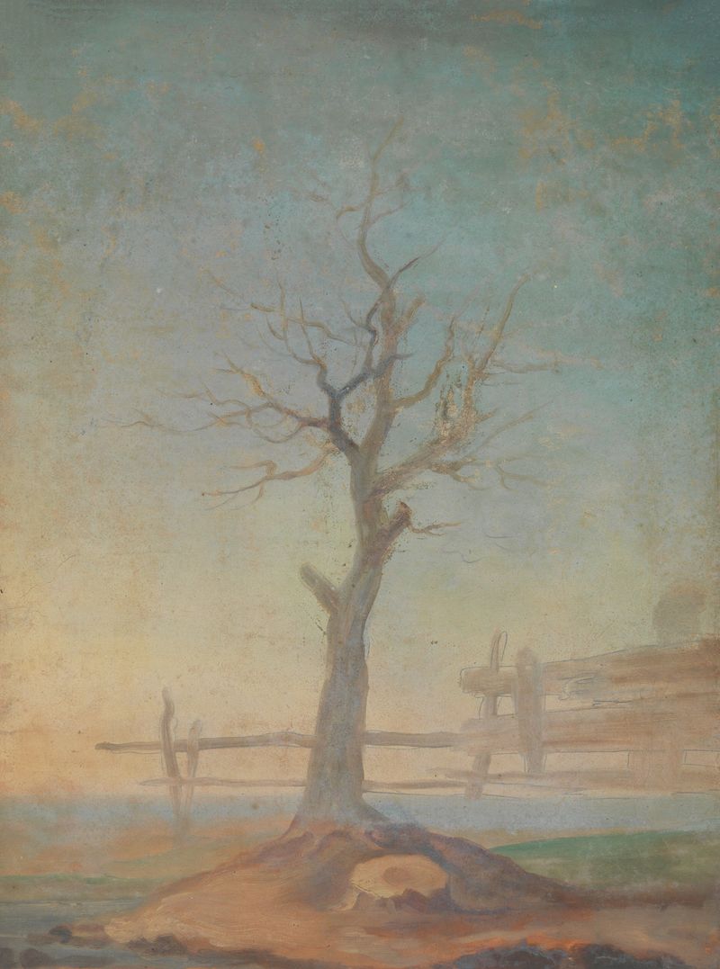 Landscape by Eugène Joseph Verboeckhoven, oil painting depicting gentle hills under a brooding sky.