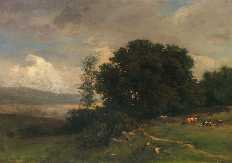 Landscape view of Bad Tölz at twilight, oil on canvas by Josef Wenglein