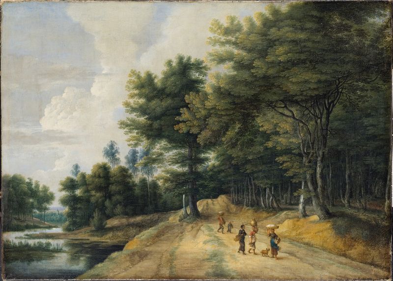 Landscape with a Road through a Wood of Beeches, oil painting by Lucas van Uden