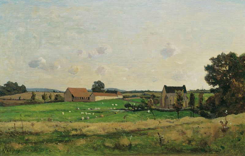 Landscape with greenery and clouds, oil on canvas by Henri-Joseph Harpignies