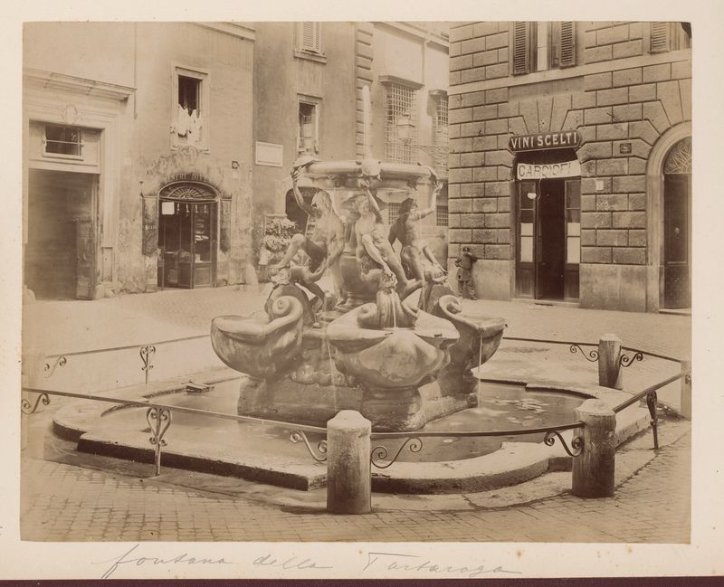 Impresión de albumina de la Fontana della Tartaruga en Roma por artista desconocido