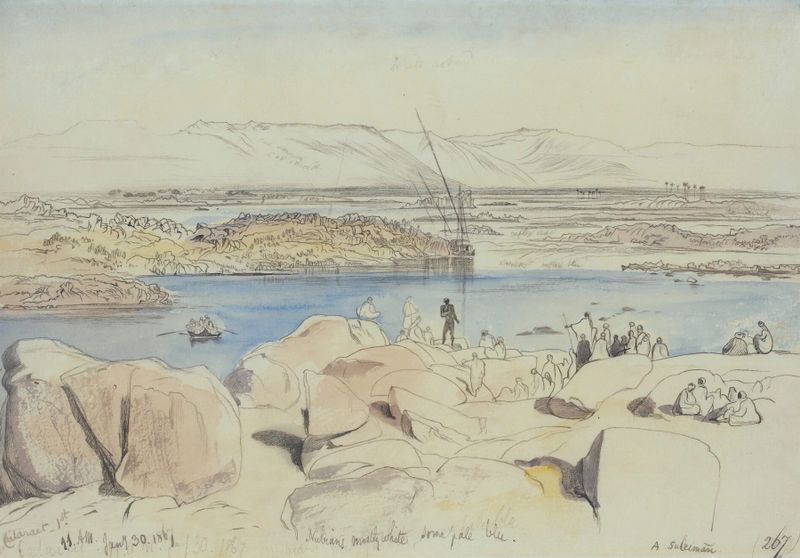Nubians no Nilo, 1867 por Edward Lear, pintura a óleo