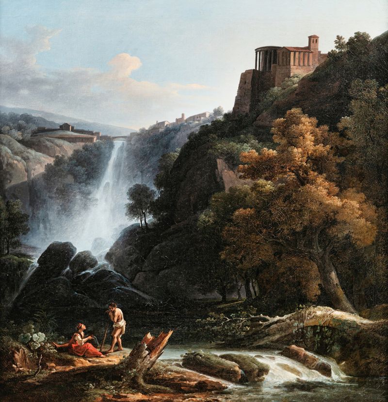 A View Of Tivoli by Michael Wutky, depicting a lush landscape with greenery and architecture, oil painting.