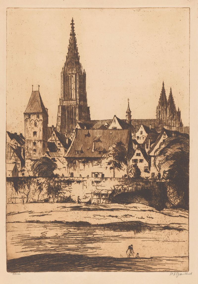 Obra figurativa 'Ulm' de Willem Adrianus Grondhout, con una silueta y tonos suaves.