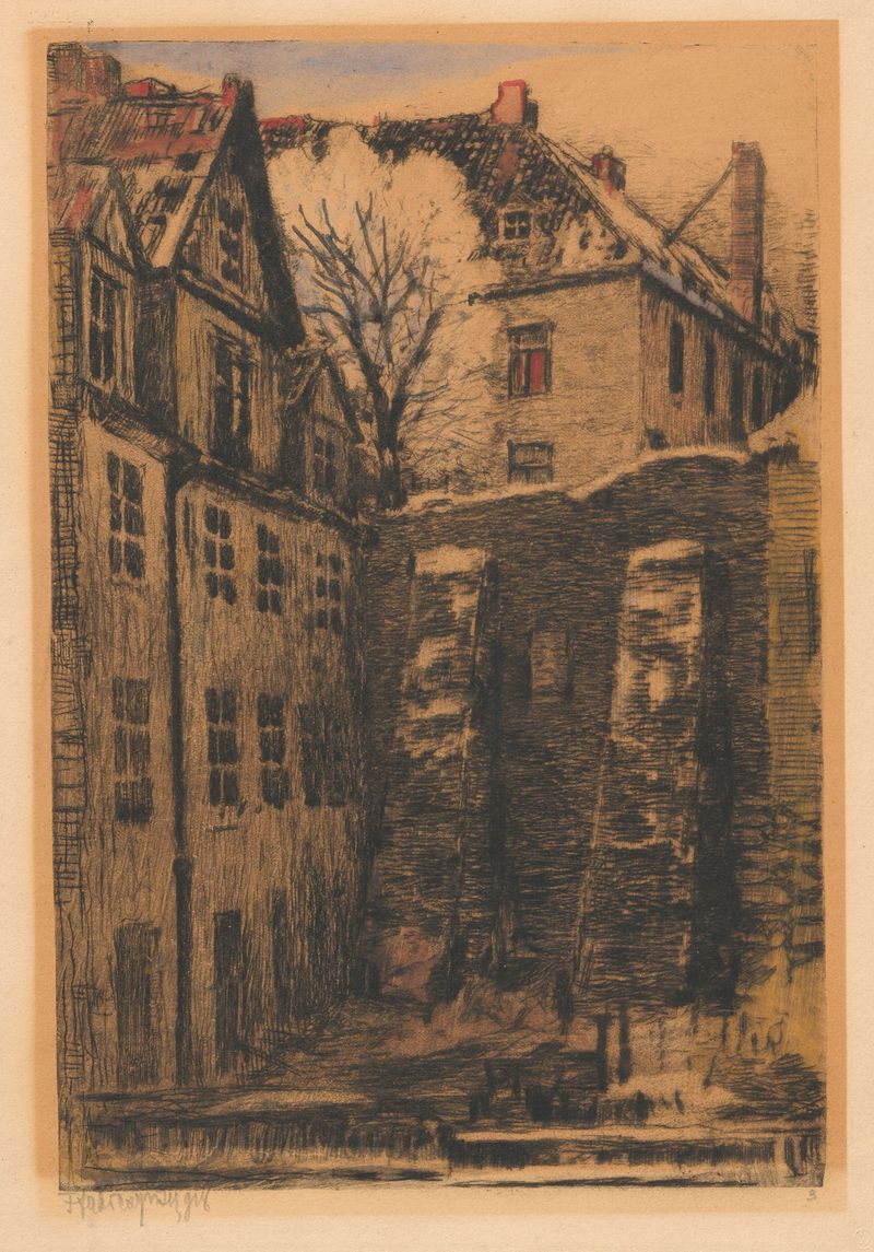 Paredes de la antigua Varsovia de Feliks Jabłczyński, expresionismo, superficie texturada
