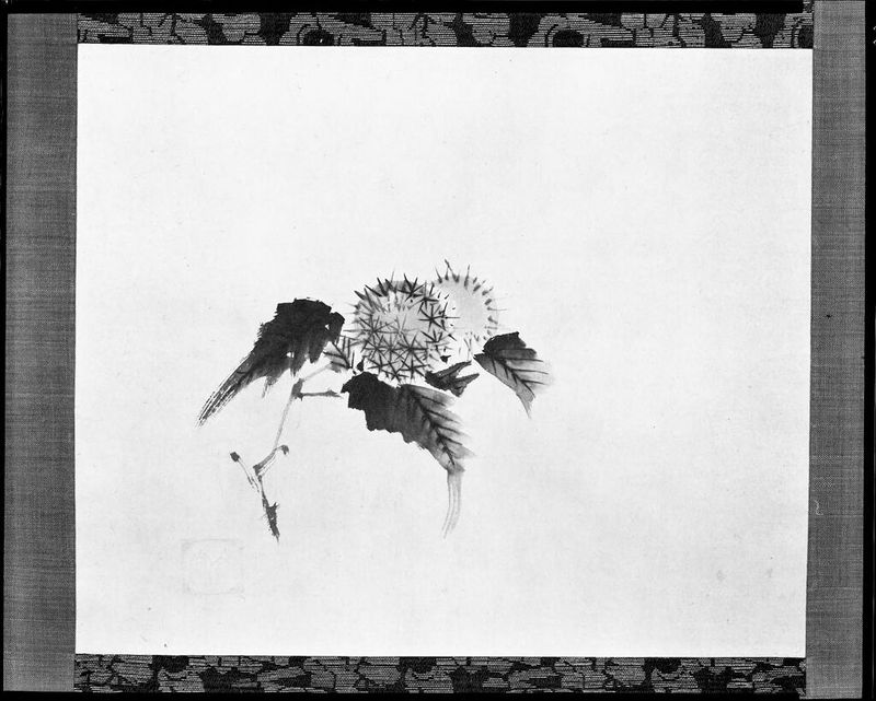 Chestnut Branch by Isshi Bunshu, ink on paper