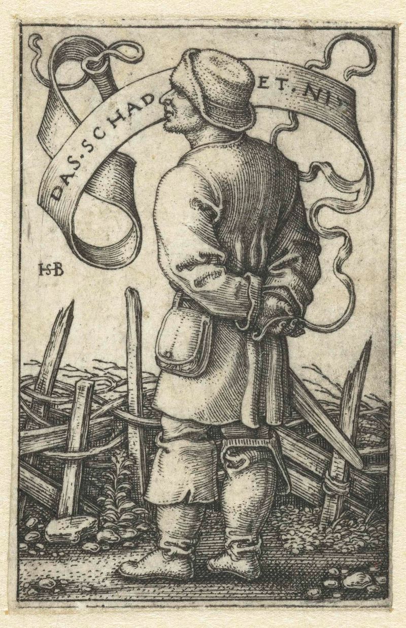 Gravura de Hans Sebald Beham mostrando um agricultor observando o céu.
