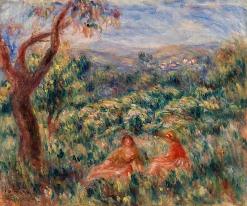 Landscape (Paysage) de Pierre-Auguste Renoir, óleo que representa árboles y un cielo tranquilo