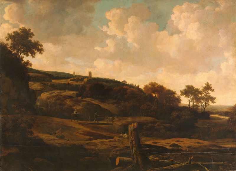 Mountainous landscape with a ruin, oil painting by Joris van der Haagen