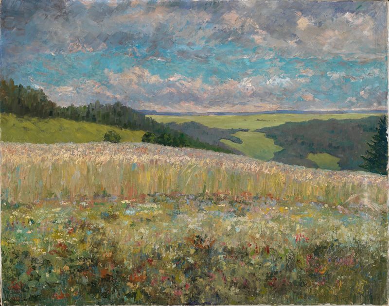 Paisaje que muestra hierba y luz solar de Robert Engelhorn, 1912
