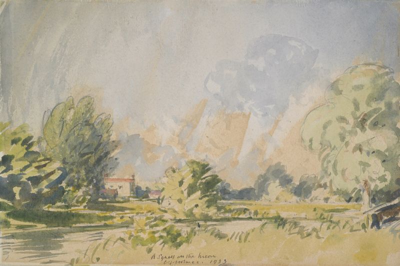 A squall on the Meon by Charles Holmes, oil on canvas depicting a stormy river landscape.