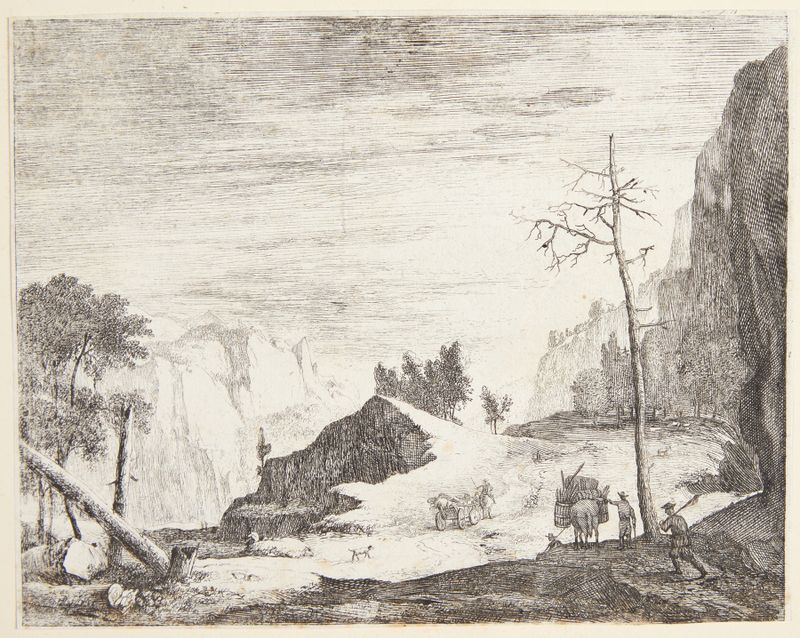 Paisagem com montanhas e céu ao crepúsculo de Roelant Roghman, meio desconhecido
