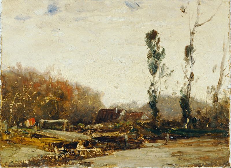 Landschaft bei Bernried de Ludwig Willroider, óleo sobre tela retratando colinas e um céu tranquilo