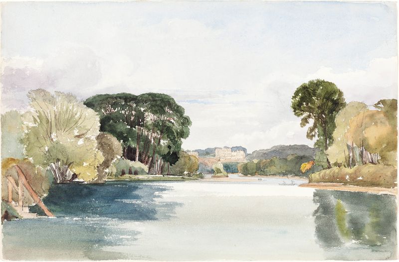 River scene with distant castle, oil painting by Rev. James Bulwer