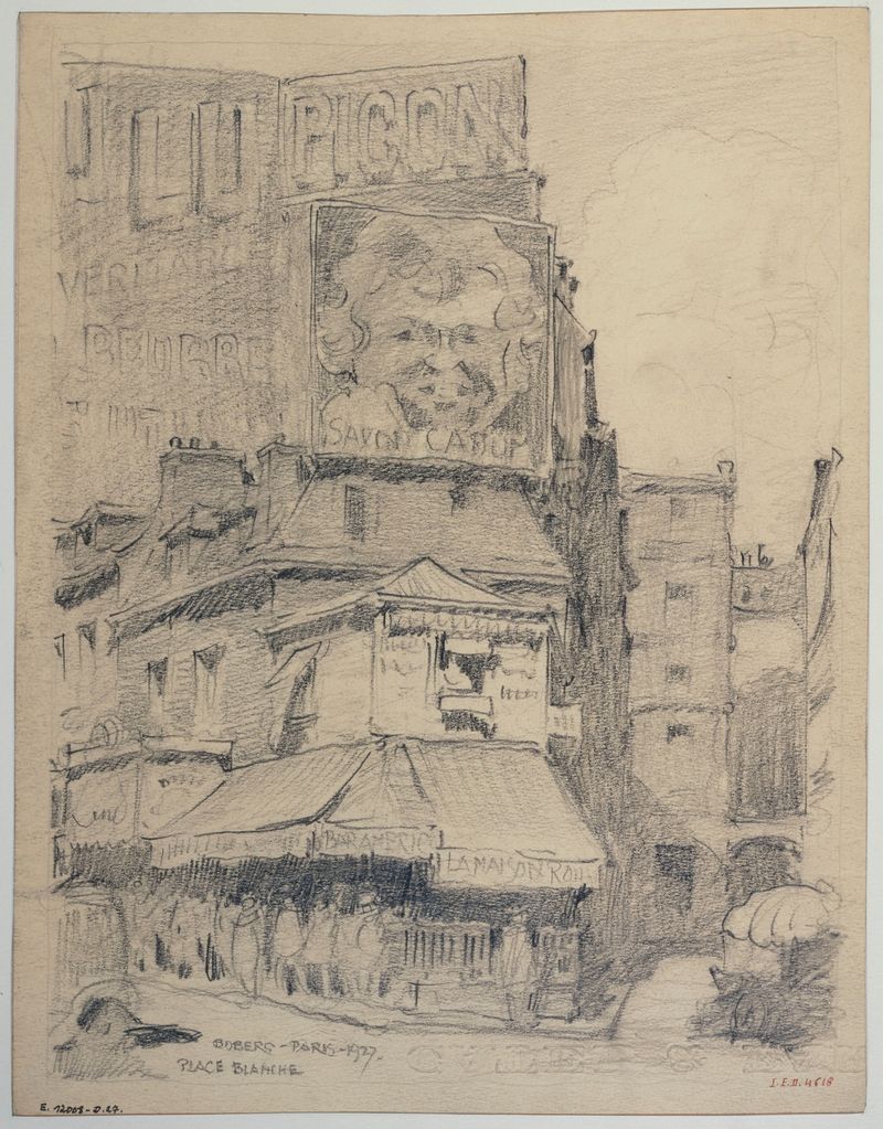 La place Blanche by Ferdinand Boberg, oil on canvas depicting an urban landscape with gray tones.
