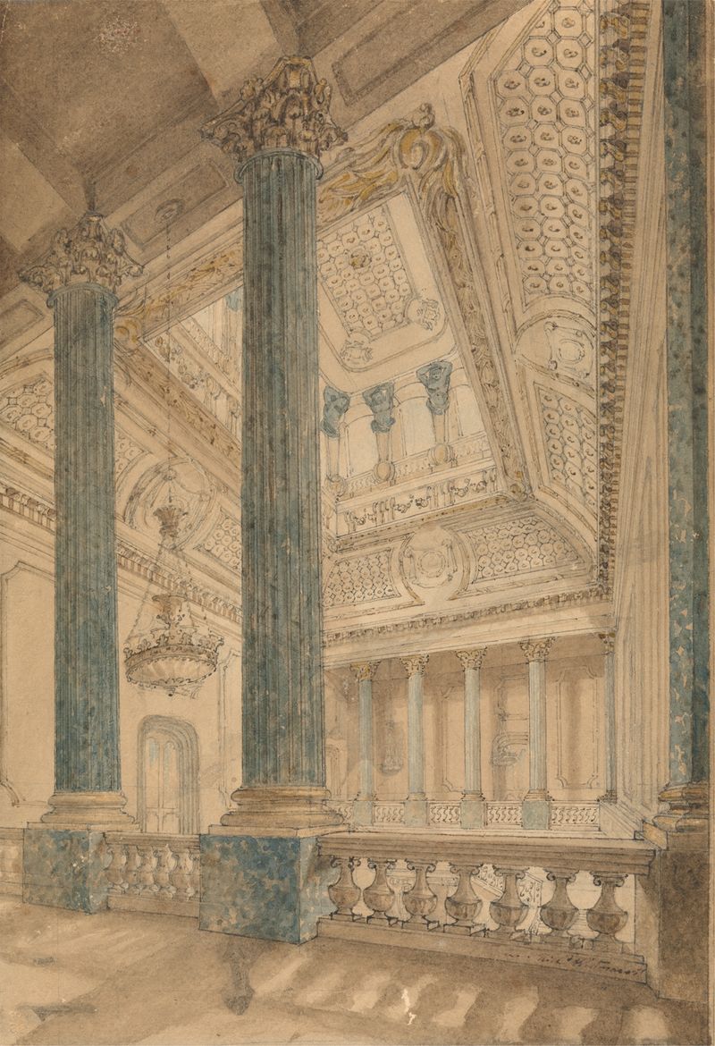 Interior of Lancaster House by Sir Richard Westmacott, Victorian style, showcasing light and shadow.