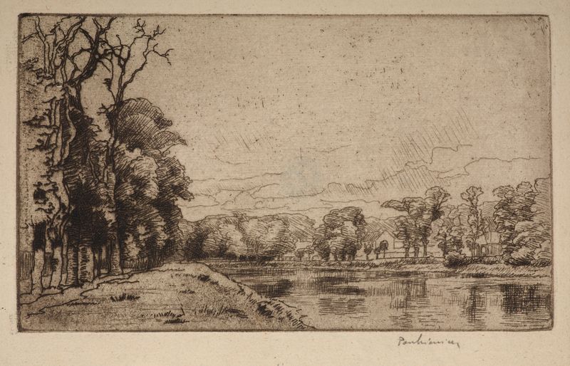 Pintura al óleo de Saint-Valéry-en-Caux por Józef Pankiewicz que muestra un pueblo costero y acantilados.