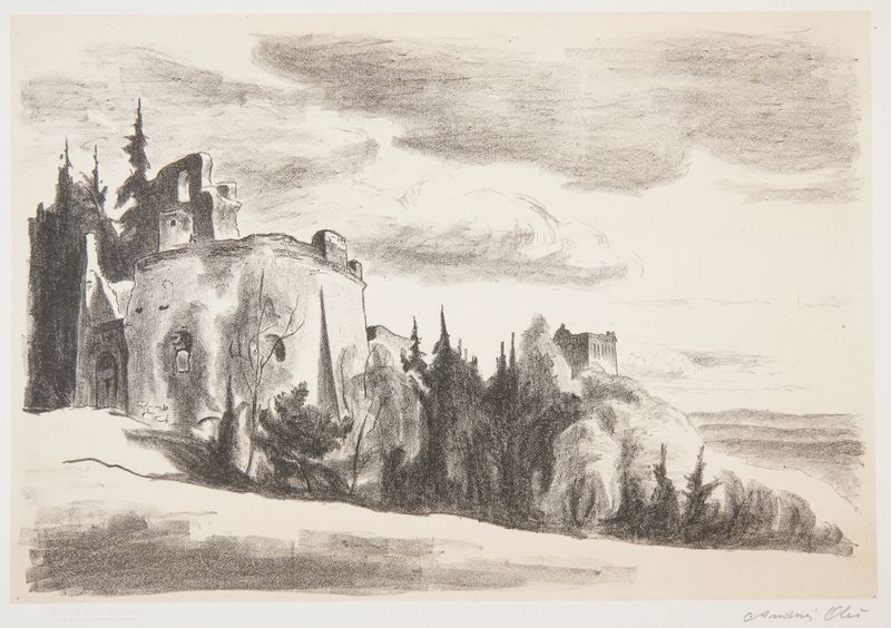 Castle Tęczyn by Andrzej Zygmunt Oleś, oil painting depicting a landscape.