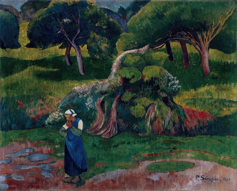 Landscape at Le Pouldu by Paul Sérusier, oil on canvas, featuring vibrant foliage and sunlight.