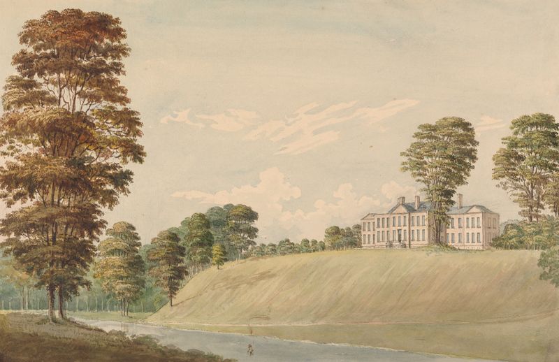 Watercolour by Moses Griffith depicting hills and valleys in Wales