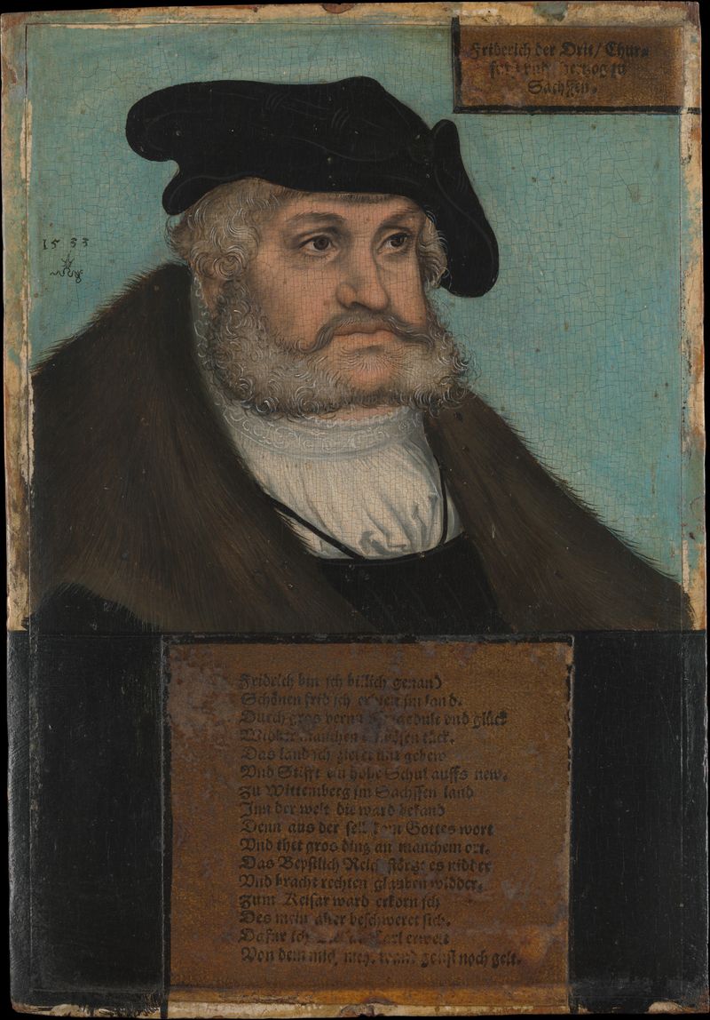 Retrato de Federico III, el Sabio, por Lucas Cranach el Viejo, medio papel