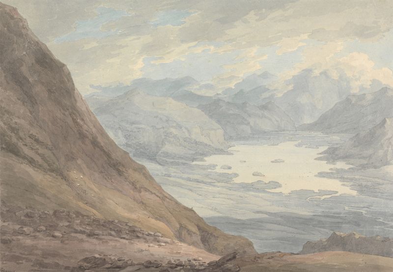 View from Skiddaw over Derwent Water, acuarela sobre papel de Thomas Hearne