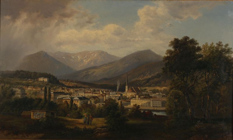 Landscape with hills and a river by Gustav Barbarini, medium unknown