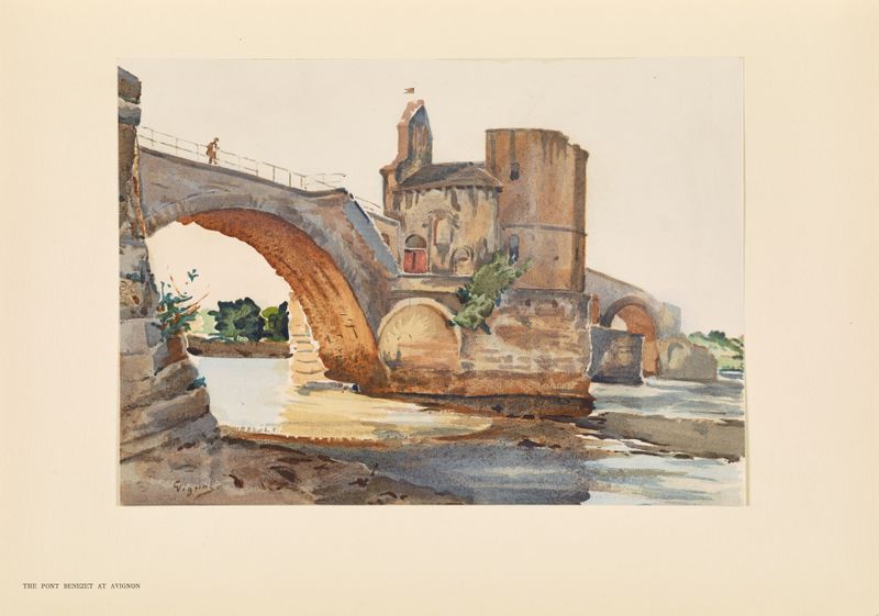 The Pont Saint-Bénézet, a landscape oil painting by Pierre Vignal