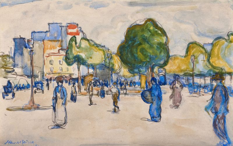Obra de cubismo de Albert Gleizes que representa una plaza bulliciosa con colores vibrantes
