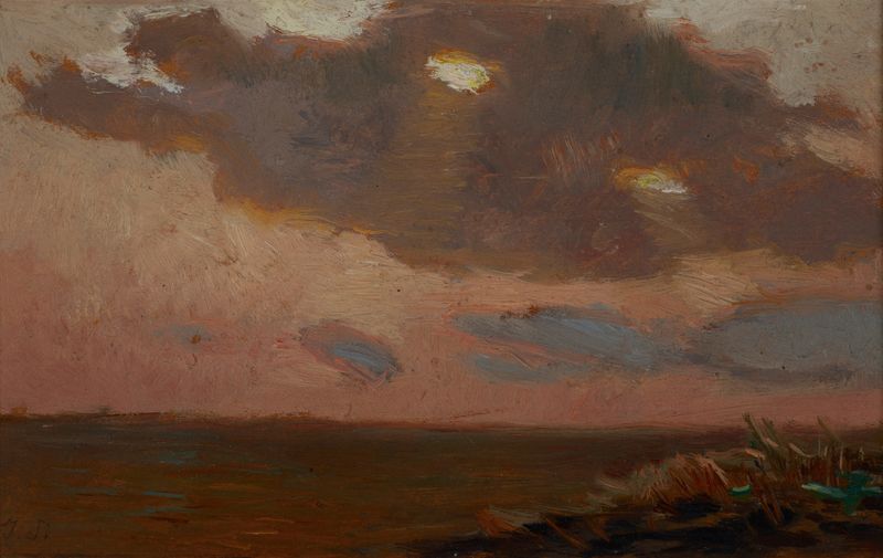 After Sunset de Jan Stanisławski, óleo sobre tela, representando uma paisagem ao entardecer com luz dourada