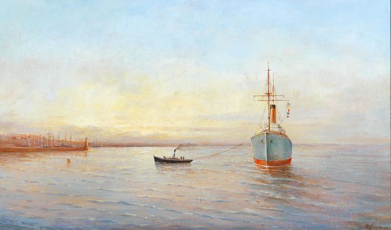 Barco en el puerto de Odessa, óleo sobre lienzo de Philip Philippovich Klimenko