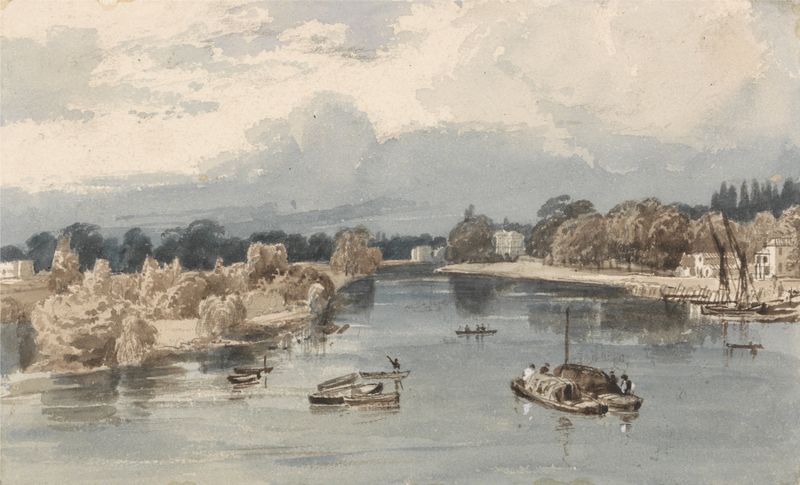 Engraving by William Henry Bartlett depicting a tranquil landscape with hills and soft hues of gold and green.