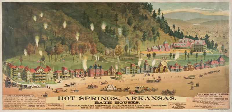 Arquitetura vitoriana dos banhos em Hot Springs, Arkansas por Woodward & Tiernan Printing Co.